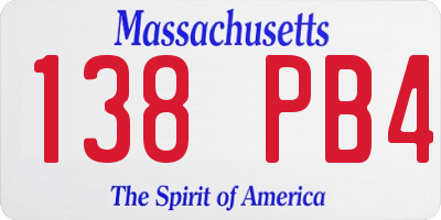 MA license plate 138PB4