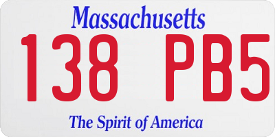 MA license plate 138PB5