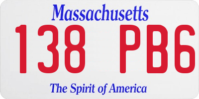 MA license plate 138PB6