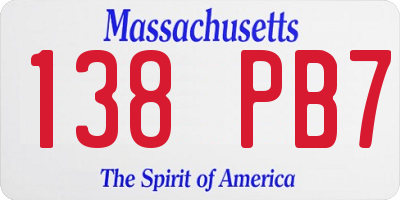 MA license plate 138PB7