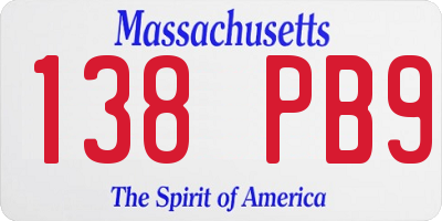 MA license plate 138PB9