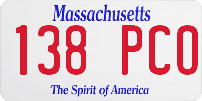 MA license plate 138PC0