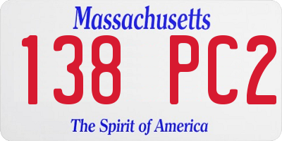 MA license plate 138PC2