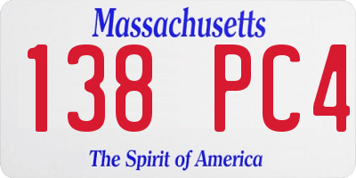 MA license plate 138PC4