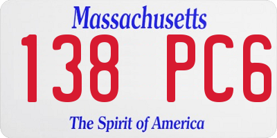 MA license plate 138PC6