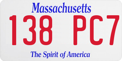 MA license plate 138PC7