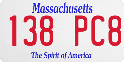 MA license plate 138PC8