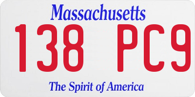 MA license plate 138PC9
