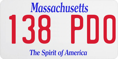 MA license plate 138PD0