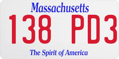 MA license plate 138PD3