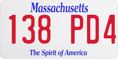 MA license plate 138PD4