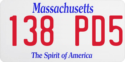 MA license plate 138PD5