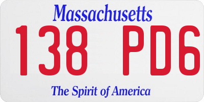 MA license plate 138PD6
