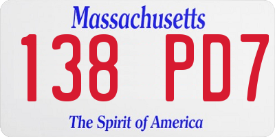 MA license plate 138PD7