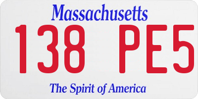 MA license plate 138PE5