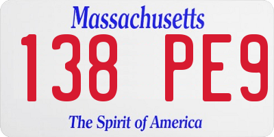 MA license plate 138PE9