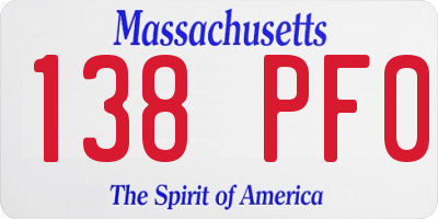 MA license plate 138PF0