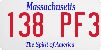 MA license plate 138PF3