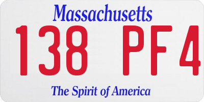 MA license plate 138PF4