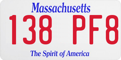 MA license plate 138PF8