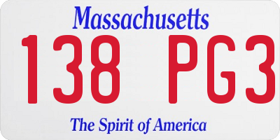 MA license plate 138PG3