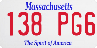 MA license plate 138PG6