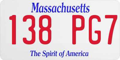 MA license plate 138PG7