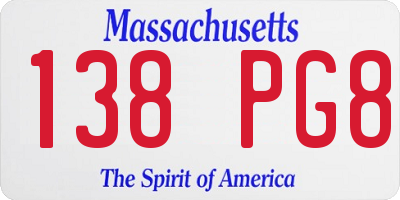 MA license plate 138PG8