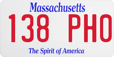 MA license plate 138PH0