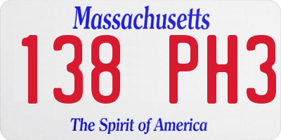 MA license plate 138PH3