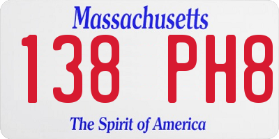 MA license plate 138PH8
