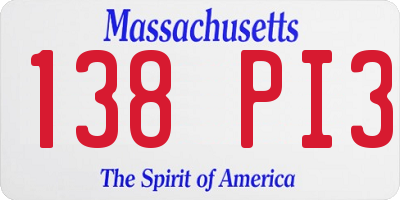 MA license plate 138PI3