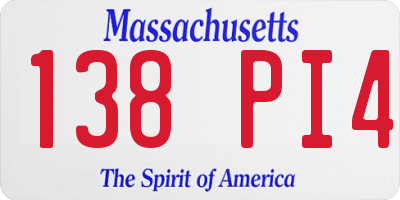 MA license plate 138PI4
