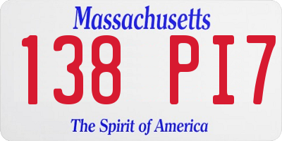 MA license plate 138PI7