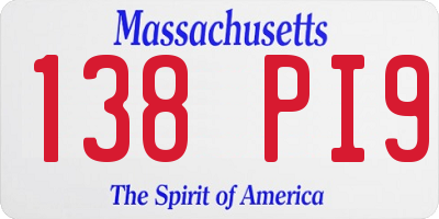 MA license plate 138PI9
