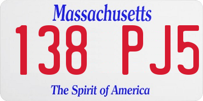 MA license plate 138PJ5