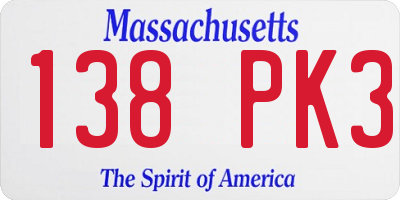 MA license plate 138PK3