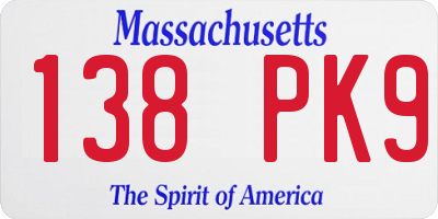 MA license plate 138PK9