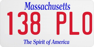 MA license plate 138PL0