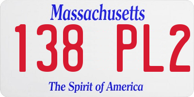MA license plate 138PL2