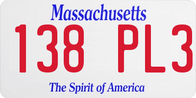 MA license plate 138PL3