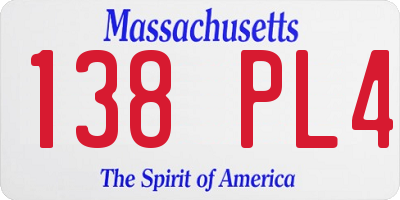 MA license plate 138PL4
