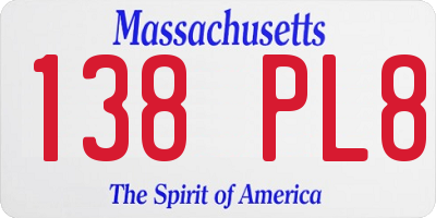 MA license plate 138PL8