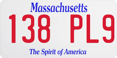 MA license plate 138PL9