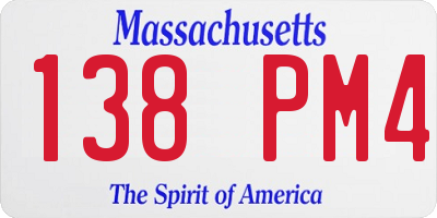 MA license plate 138PM4