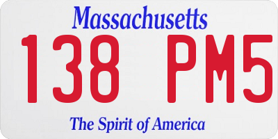 MA license plate 138PM5