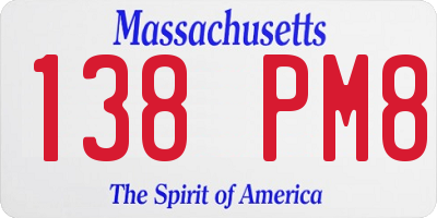 MA license plate 138PM8
