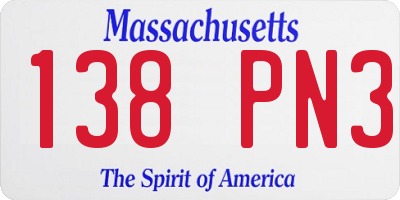 MA license plate 138PN3