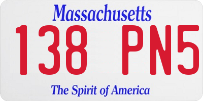 MA license plate 138PN5