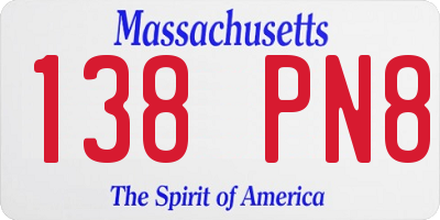 MA license plate 138PN8